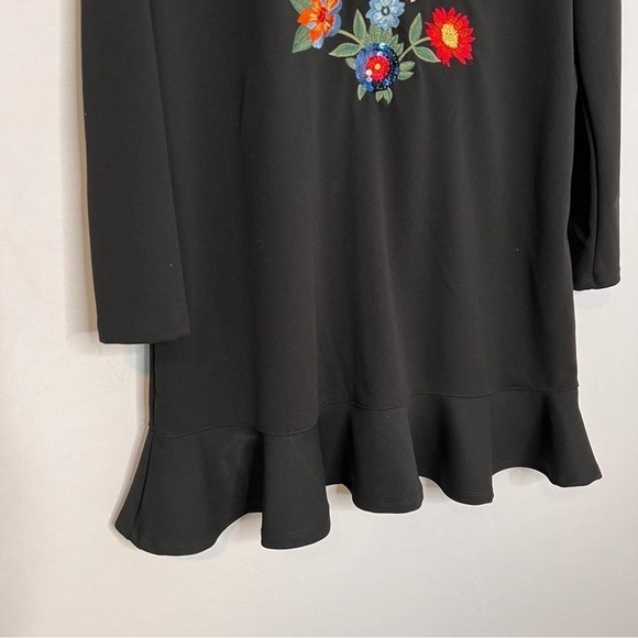 NWT! ZARA Floral Embroidered Hummingbird Ruffle Hem Long Sleeve Dress. Size S - Picture 6 of 12